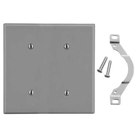 HUBBELL WIRING DEVICE-KELLEMS Wallplate, 2-Gang, 2 Strap Mount Blank, Gray P24GY